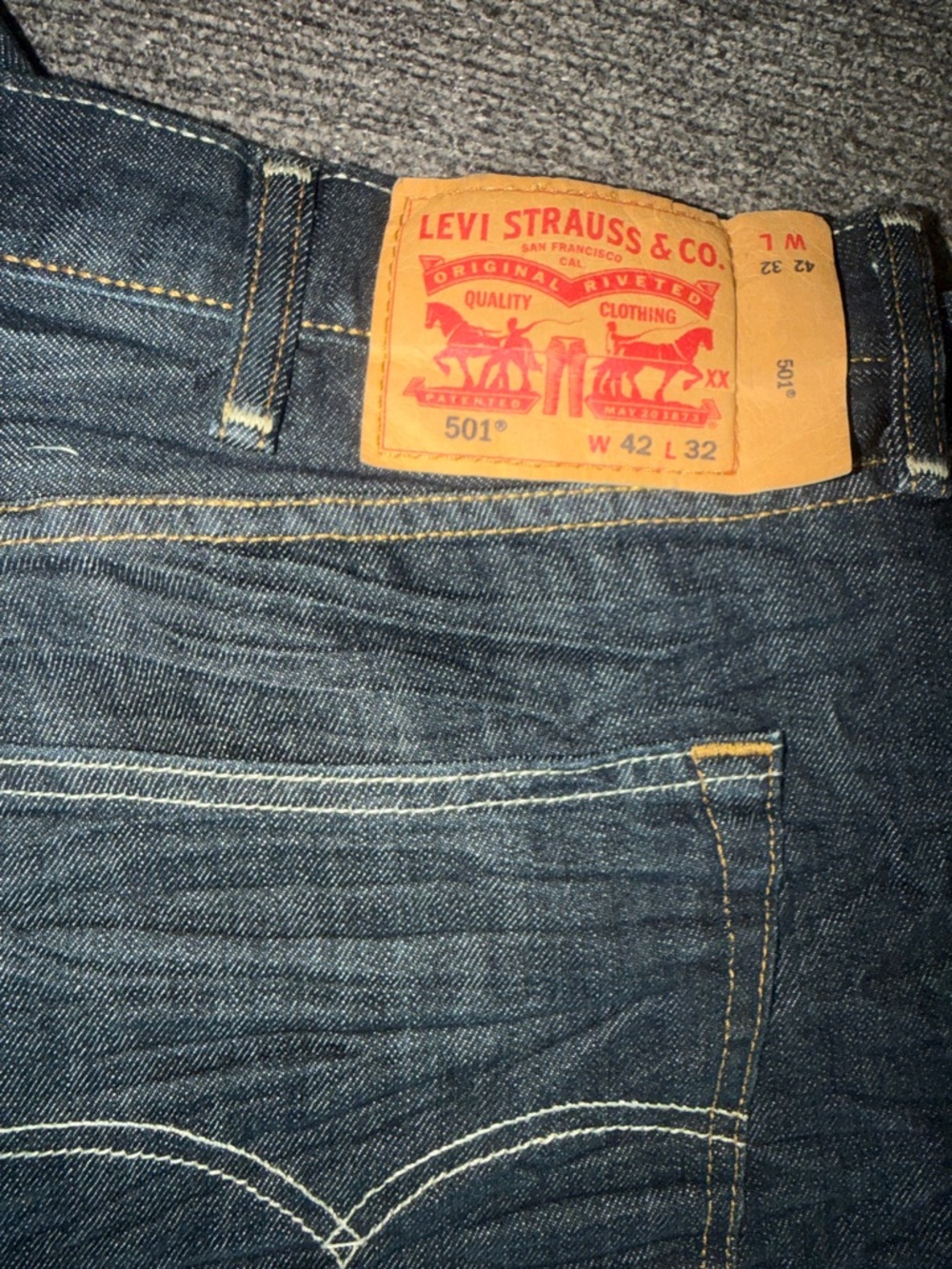 Levi's Men’s Black Straight Jeans - Classic 501 Pocket size 42/32